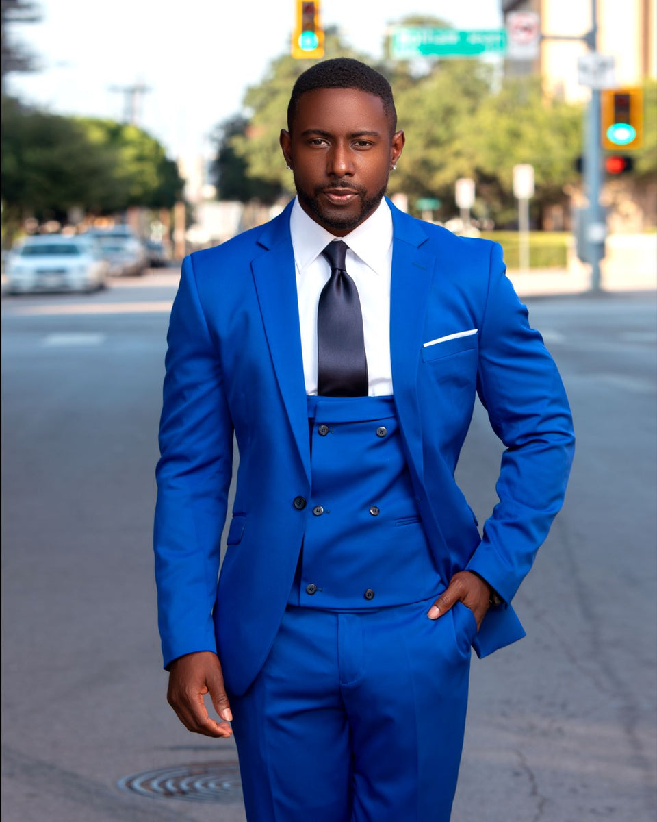 blue dress blue suit p r o m