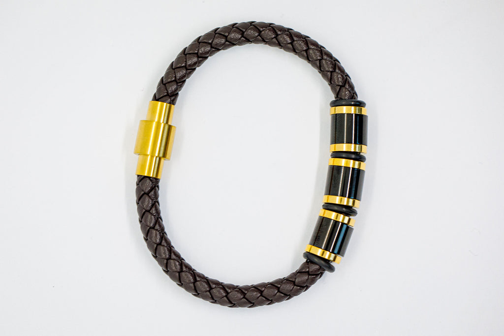 Brown Braided Leather Bracelet - Eaden Myles