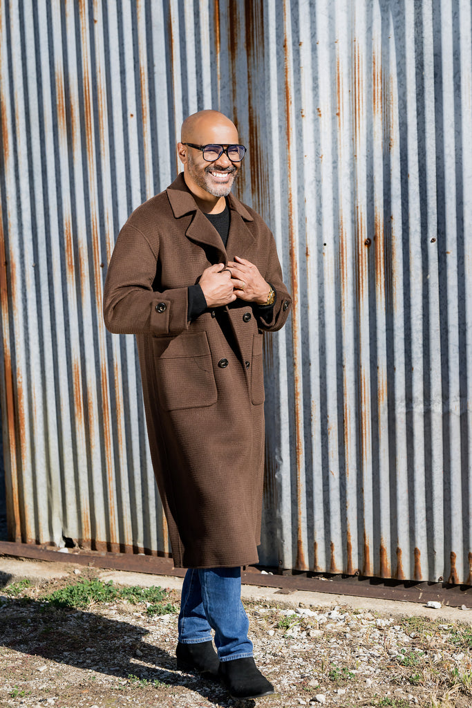 Double Breast Overcoat - Brown - Eaden Myles