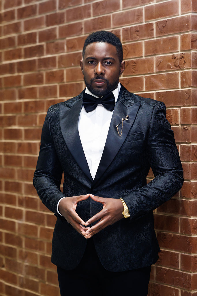 Formally Fly  - 2 Piece Tuxedo - Black Brocade - Eaden Myles