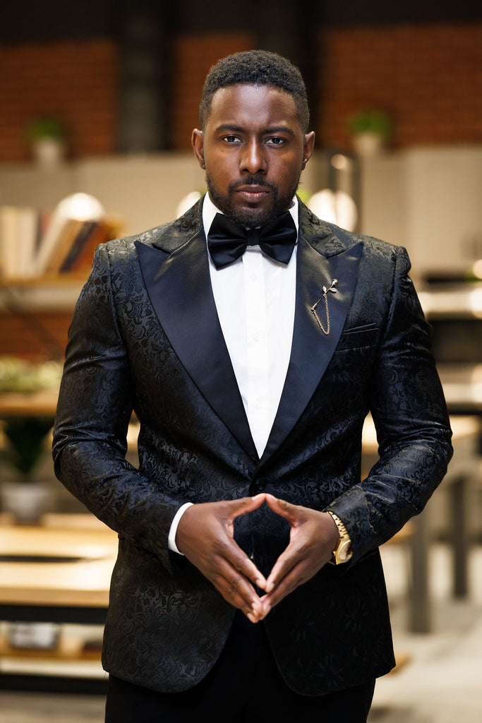 Formally Fly  - 2 Piece Tuxedo - Black Brocade - Eaden Myles