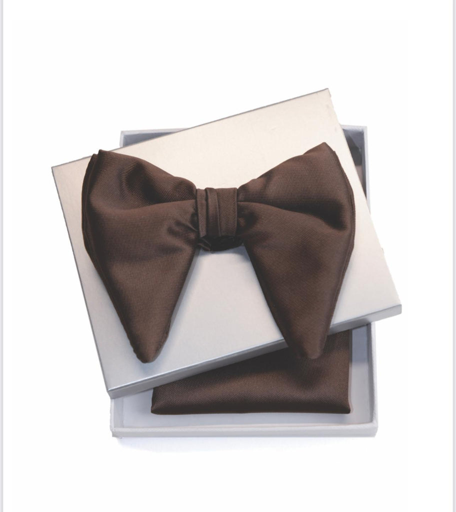 Brown Oversized Butterfly Bowtie - Satin - Eaden Myles