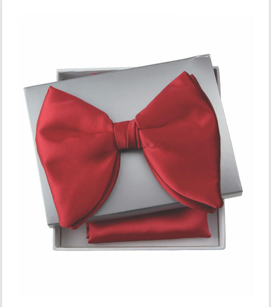 Red Oversized Butterfly Bowtie - Satin - Eaden Myles