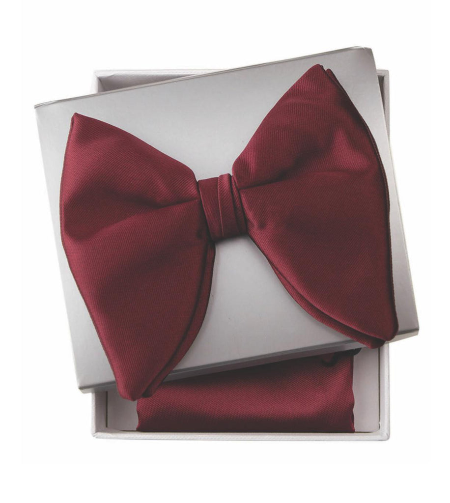 Wine Oversized Butterfly Bowtie - Satin - Eaden Myles