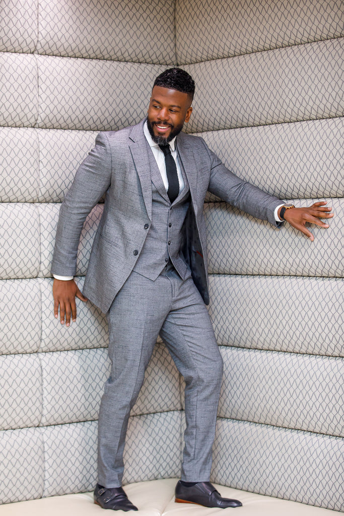 Ash Grey / Black Spec 3 Piece Suit - Eaden Myles