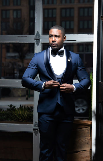 Navy Blue -  3 Piece Tuxedo - Eaden Myles