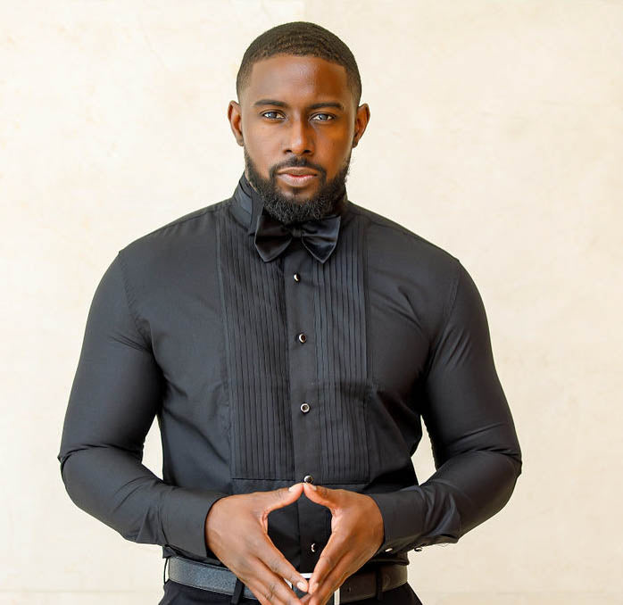 Men's Slim Fit Formal Tuxedo Dress Shirt Black