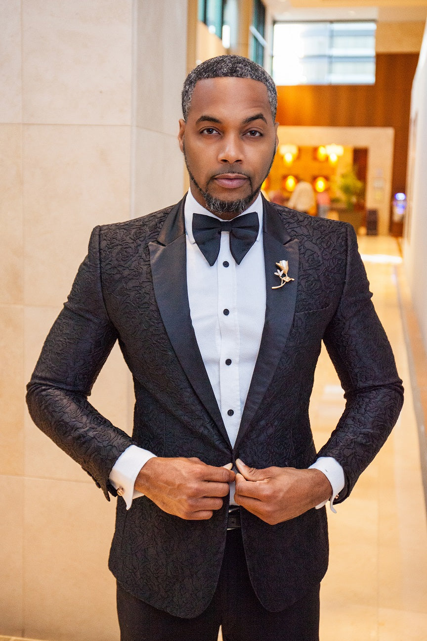 Black raised Brocade Dinner Jacket – Eaden Myles