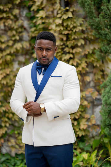 Tyrone Ivory Blue Lapel Tux - Eaden Myles