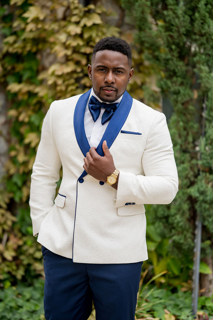 Tyrone Ivory Blue Lapel Tux - Eaden Myles