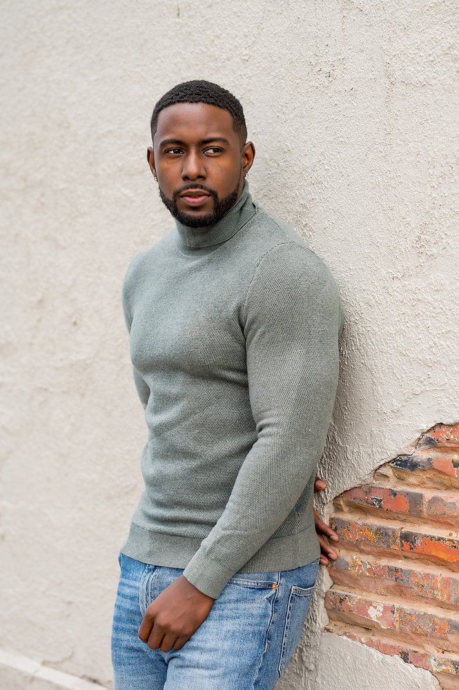 Grey turtle neck