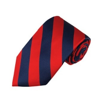 Printed Tie  - Navy & Red  - Stripe Pattern - Eaden Myles