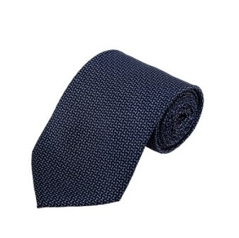 Printed Tie  - Steel Blue & Navy  - H Pattern - Eaden Myles
