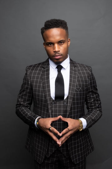 Black Square Check -  3 Piece Suit - Eaden Myles