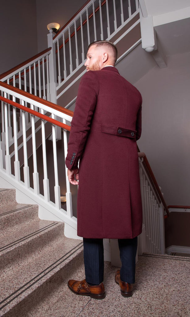 Double Breast Overcoat - Red Wine - Eaden Myles