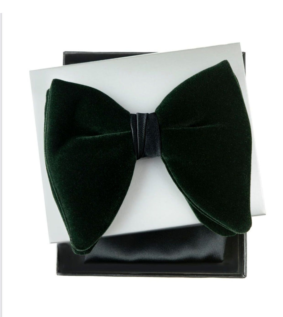 Hunter green velvet oversized bowtie