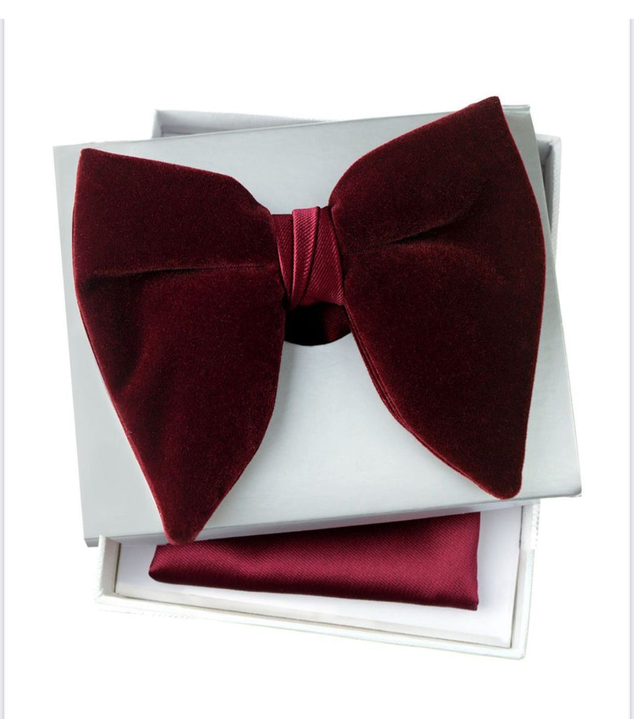 Burgundy Oversized Butterfly Bowtie in Velvet