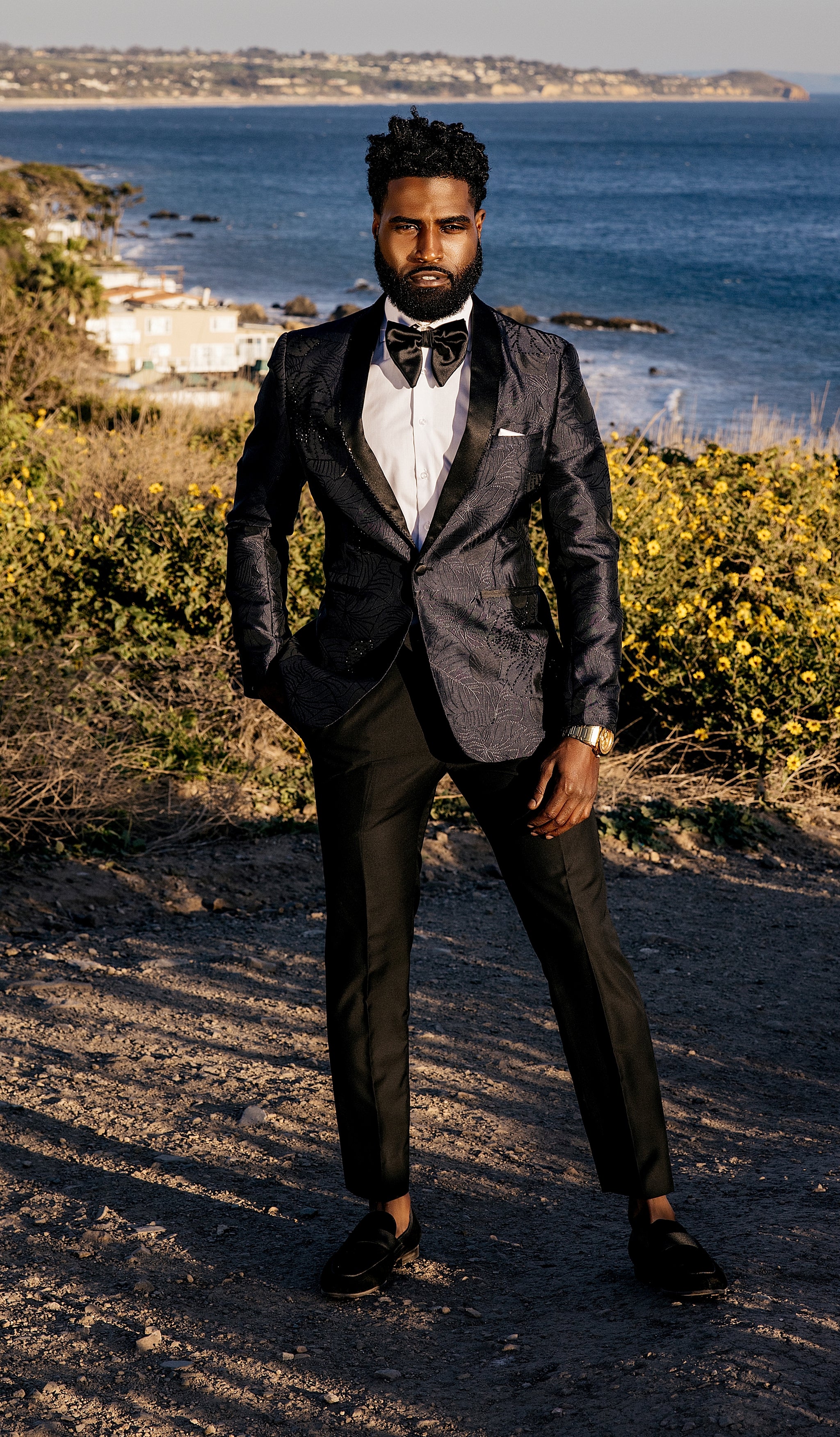 Navy Blue Brocade Dinner Jacket – Eaden Myles
