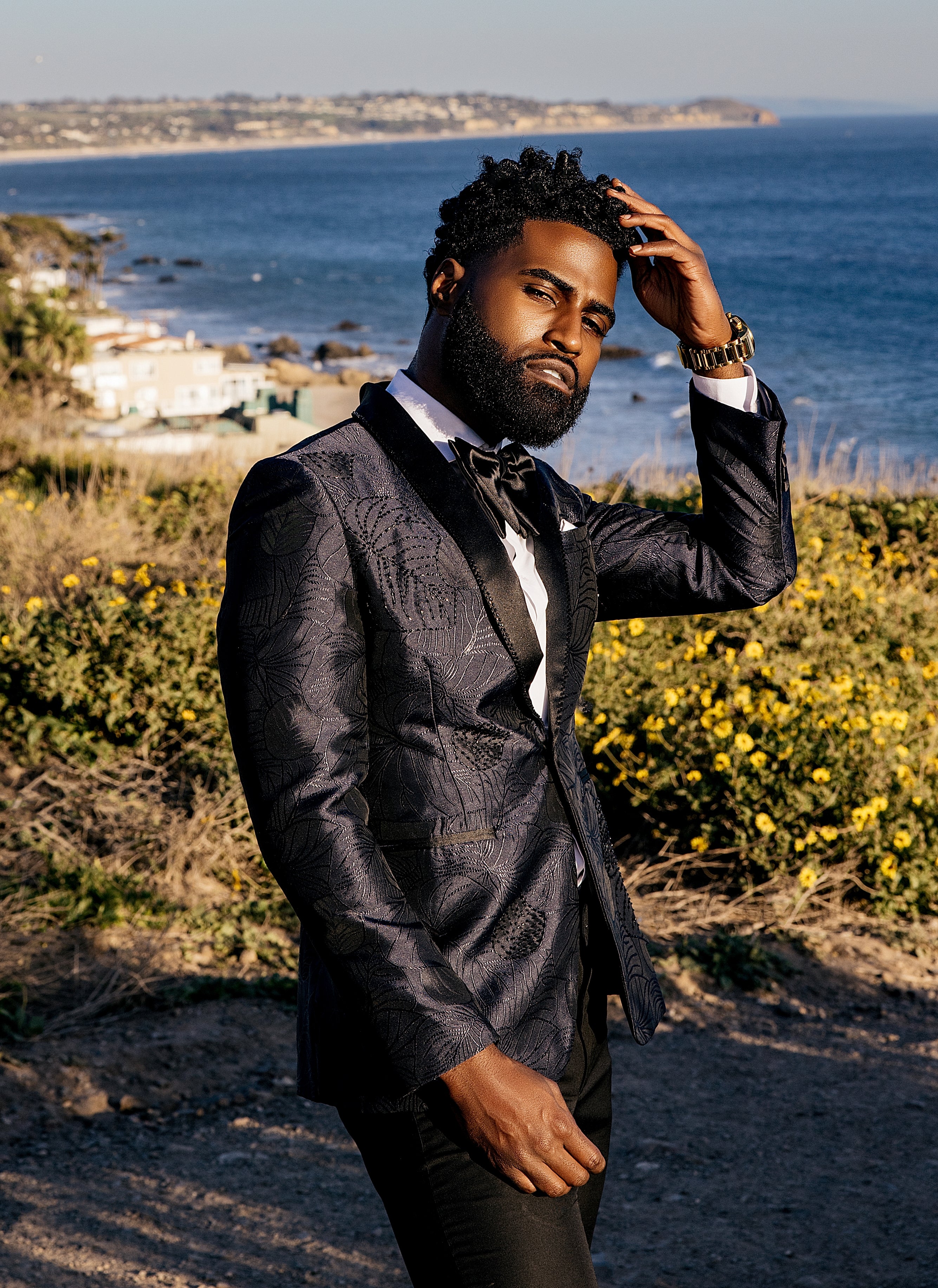 Navy Blue Brocade Dinner Jacket