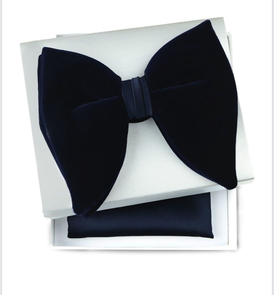 Navy Blue velvet oversized Butterfly bowtie